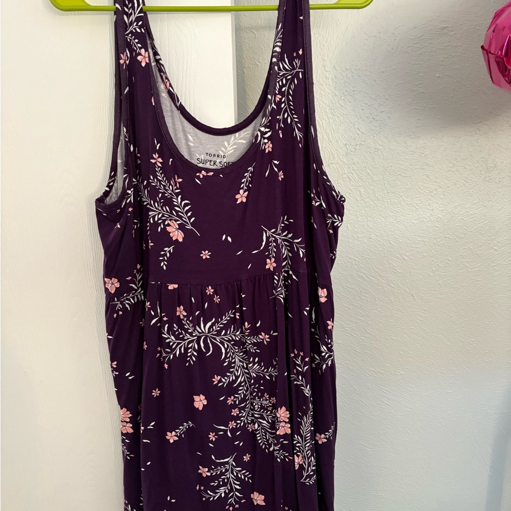Torrid Super Soft Floral Purple Sleeveless Top